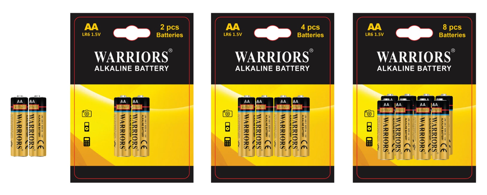 High Capacity AA Alkaline Batteries Pack Warriors