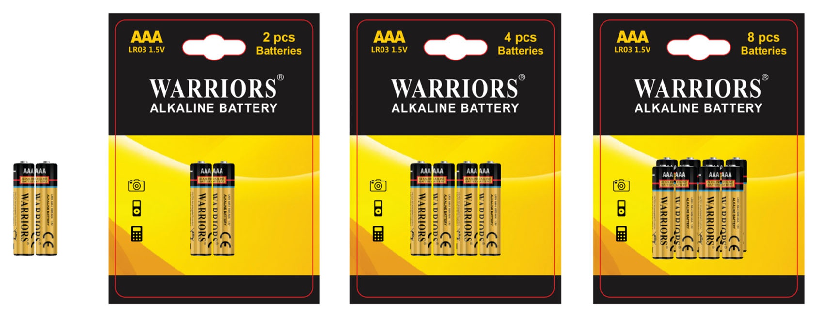 Long-lasting Industrial AAA Alkaline Batteries 60/pcs Warriors